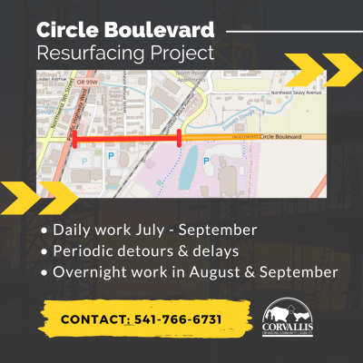 Circle Blvd. Map showing area of resurfacing marked in red