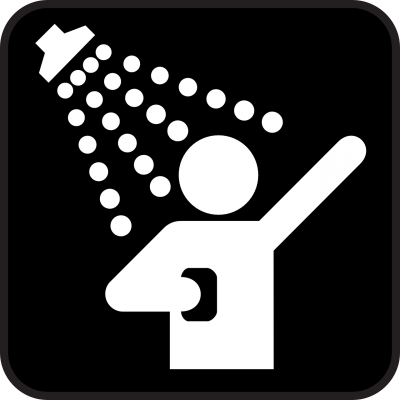 clipart of upper body outline in the shower scrubbing themselves