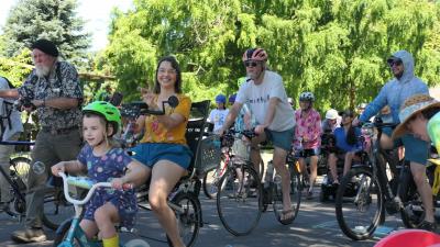 Open Streets Parade. Residents riding bikes