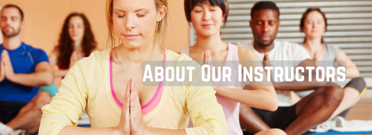 An image of a class with the words "About Our Instructors"