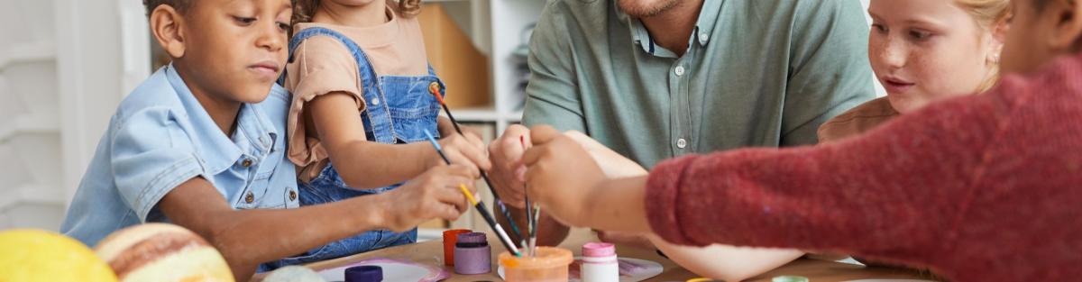 family doing arts and crafts