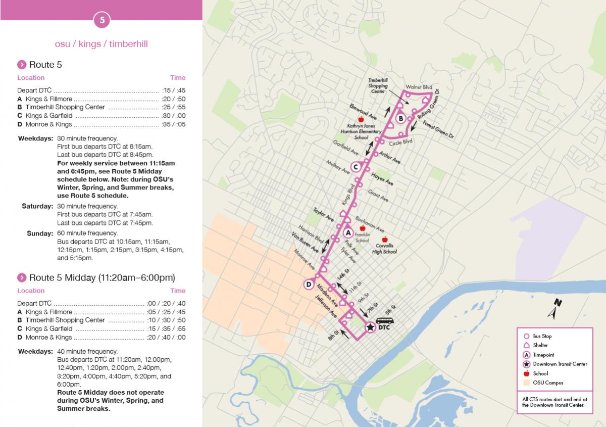 CTS bus route 5 map
