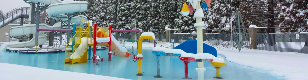 Otter beach pools frozen with snow