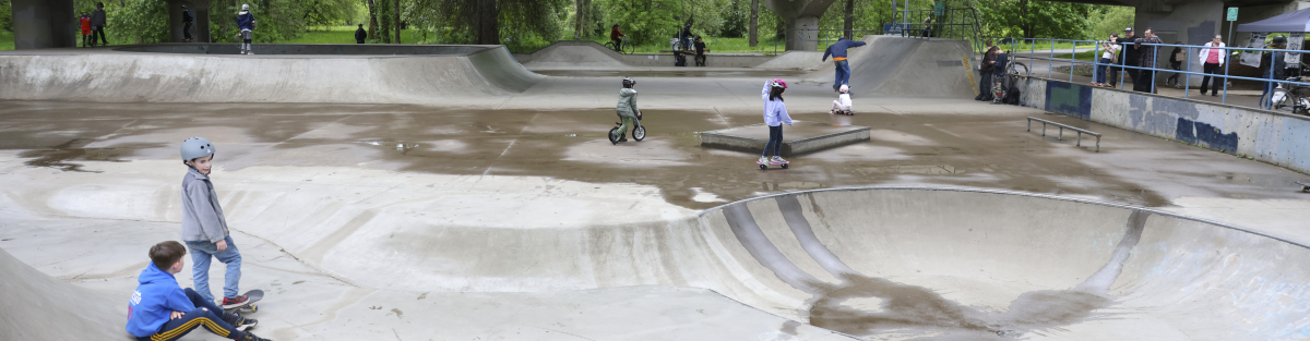 kids playing at the skate park