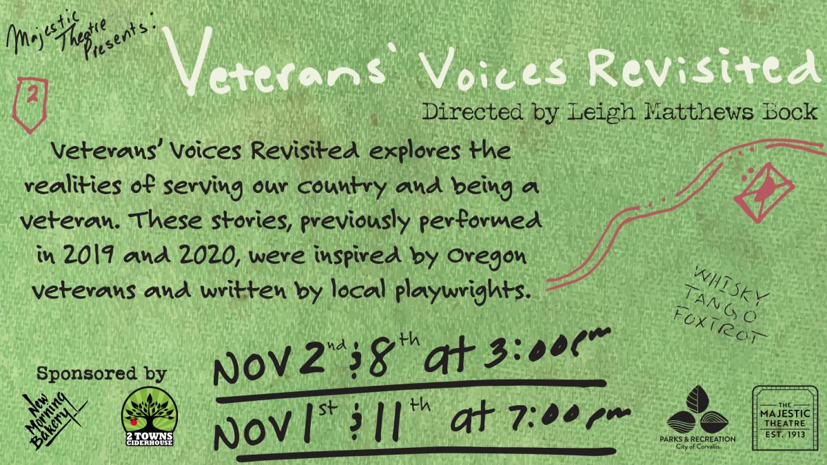 The poster, which features a green background, with text showing the performance dates and description.