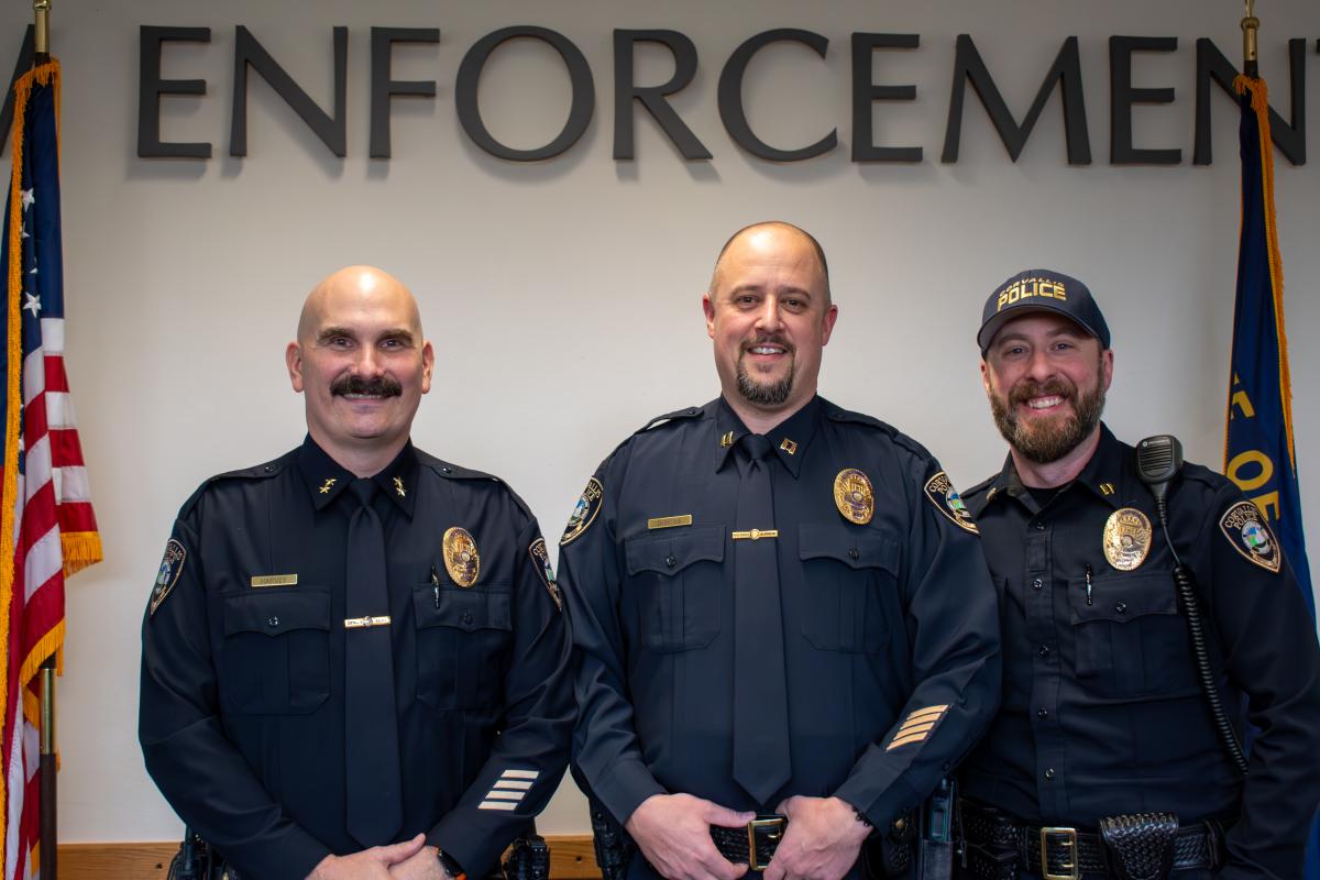 Three members of command staff, the chief of police and two captains