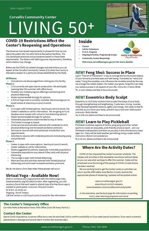 Living 50 Newsletter Corvallis Oregon
