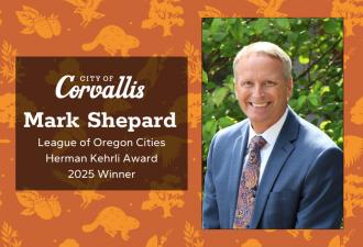 Mark Shepard portrait on an orange pattern background
