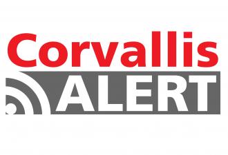 Corvallis Alert red and gray logo