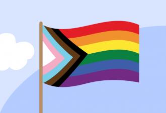 Pride Flag on a blue sky background