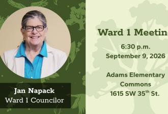 Ward 1 Meeting Ward 1 Meeting Announcement with Photo of Councilor Jan Napack