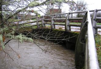 Heavy rains High water under a bridge