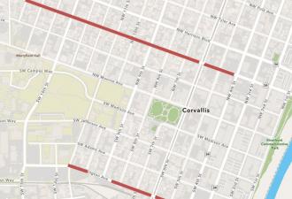 Map of Van Buren and Washington Avenues in downtown Corvallis Map of Van Buren and Washington Avenues in downtown Corvallis