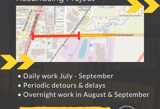 Circle Blvd. Map showing area of resurfacing marked in red