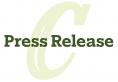 Decorative graphic with "Press Release" over a C monogram