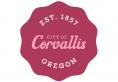 City of Corvallis logo medallion in purple marionberry color