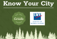 Decorative graphic with the words "Know Your City" and logos for the City of Corvallis and League of Women Voters