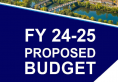 FY25 Proposed Budget with photo encompassing the Willamette River, Marys Peak, and the verdant City of Corvallis