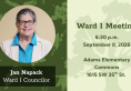 Ward 1 Meeting Announcement with Photo of Councilor Jan Napack