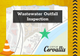 Map showing the location of the wastewater outfall inspection site, marked with a large green star.